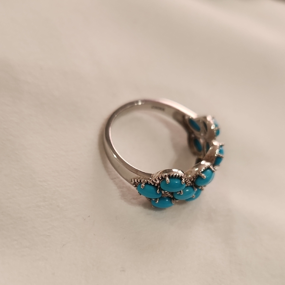 QVC Geniune Sleeping Beauty Turquoise & .925 Sterling Silver Ring - Picture 5 of 5